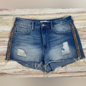 H&M COCHELLA Tribal Aztec Denim Shorts Size 6